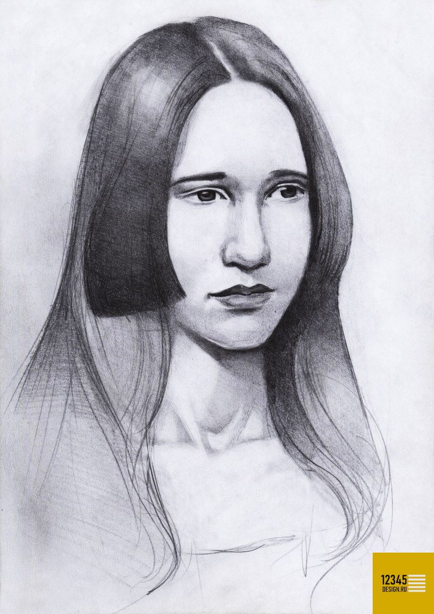 Портрет девушки в образе Мона Лизы (карандашный рисунок)