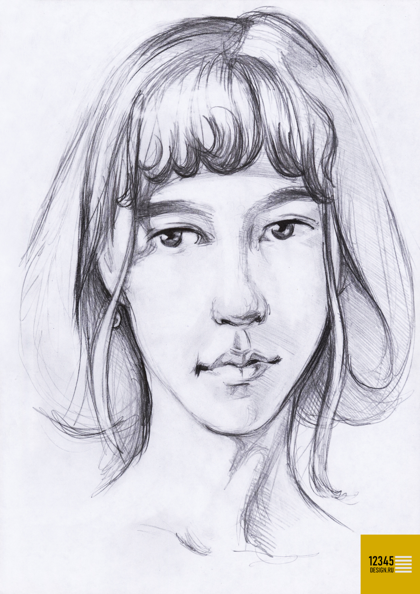 Романтичный портрет девушки (карандашный рисунок)