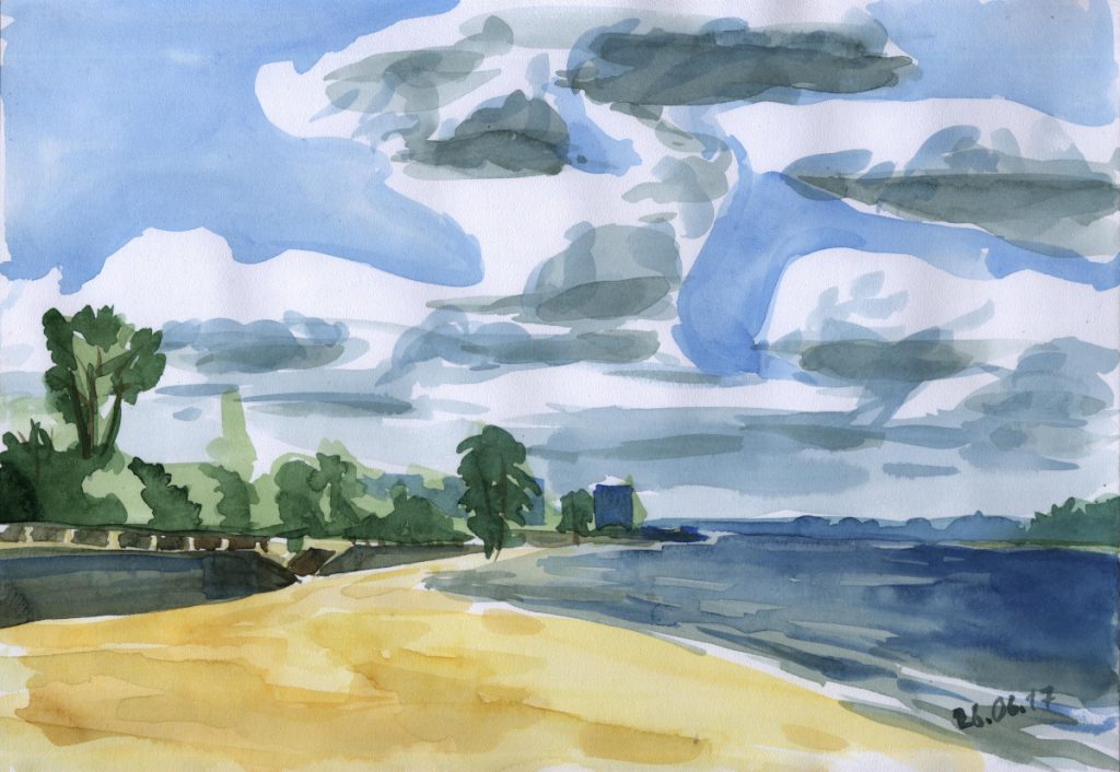 Картина "Облака над самарским пляжем